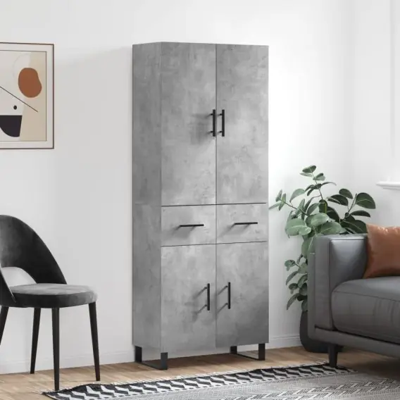 Witrynka, szarość betonu 69,5x34x180 cm materiał drewnopochodny Lumarko! - Hurtownia wielobranżowa Lumarko Popularny